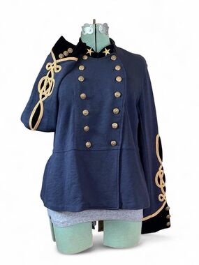 Denim & Supply Ralph Lauren Military Officer Jacket Gold Buttons Velvet Lapels